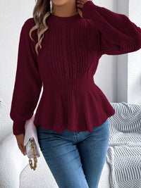 Women's Cable Knit Peplum Sweater | Cozy Acrylic Top