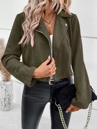 Women's Faux Leather Moto Jacket - Biker Style Zip Detail