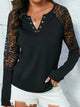 Lace Notched Long Sleeve Blouse Trandify Deal