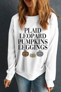 Letter Graphic Round Neck Long Sleeve Sweatshirt Trandify Deal