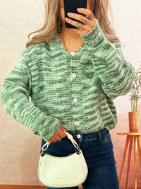 Women's Multi-Color Knit Cardigan - Button Down Long Sleeve Top