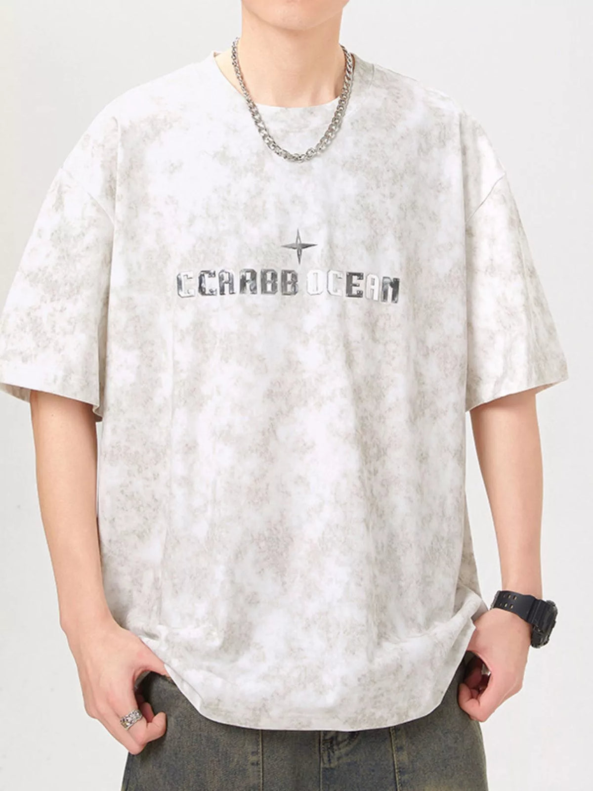 Men's plus size soft cotton t-shirt in White, regular fit model.