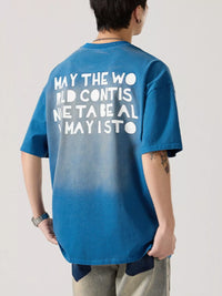 Men's 100% cotton short sleeve t-shirt in heather washed Blue, regular fit