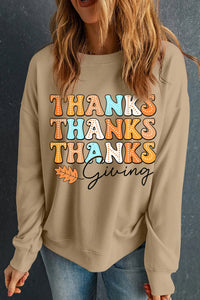 THANKSGIVING Round Neck Dropped Shoulder Sweatshirt Trandify Deal