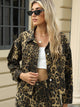 Pocketed Leopard Long Sleeve Denim Jacket Trandify Deal