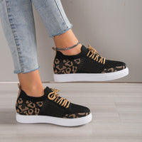 Lace-Up Leopard Flat Sneakers Trandify Deal
