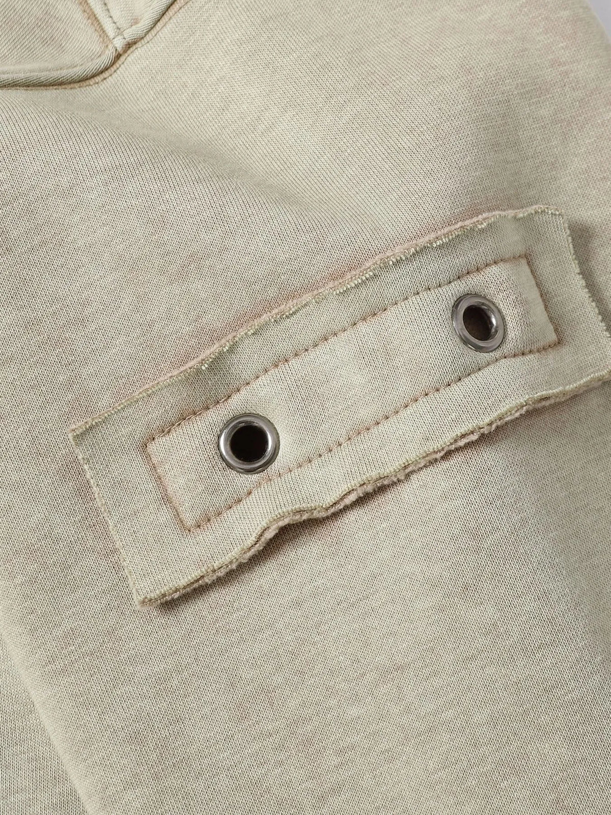 Men’s Distressed Zip-Up Hoodie – Soft Washed Cotton Streetwear Pullover