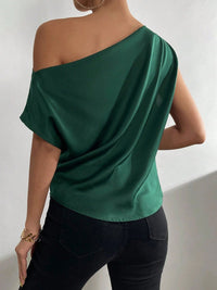Ruched Single Shoulder Blouse Trandify deal