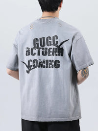 Men's Plus Size Distressed Cotton T-Shirt | Oversized Vintage Tee