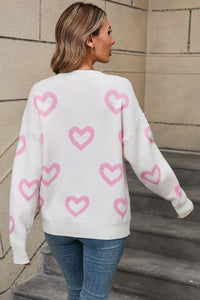 Angel Wings Heart Round Neck Dropped Shoulder Long Sleeve Sweater Trandify Deal
