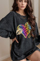 Leopard Heart Drop Shoulder Long Sleeve Sweatshirt Trandify Deal