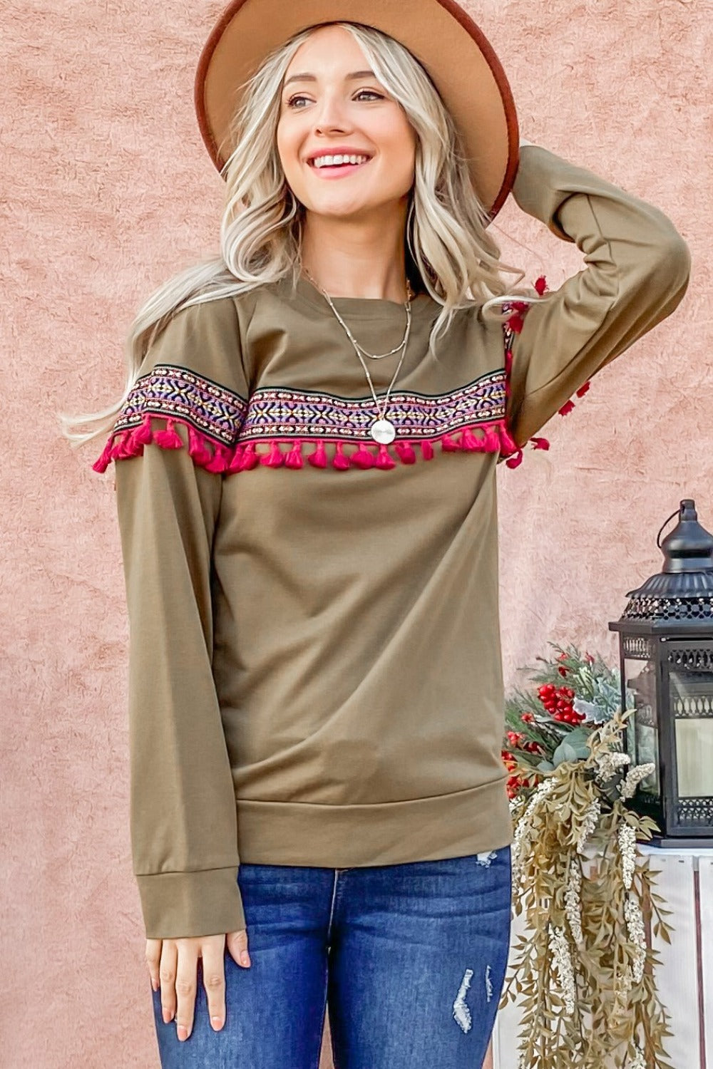Ethnic Ribbon Tassel Trim Top Trandify Deal