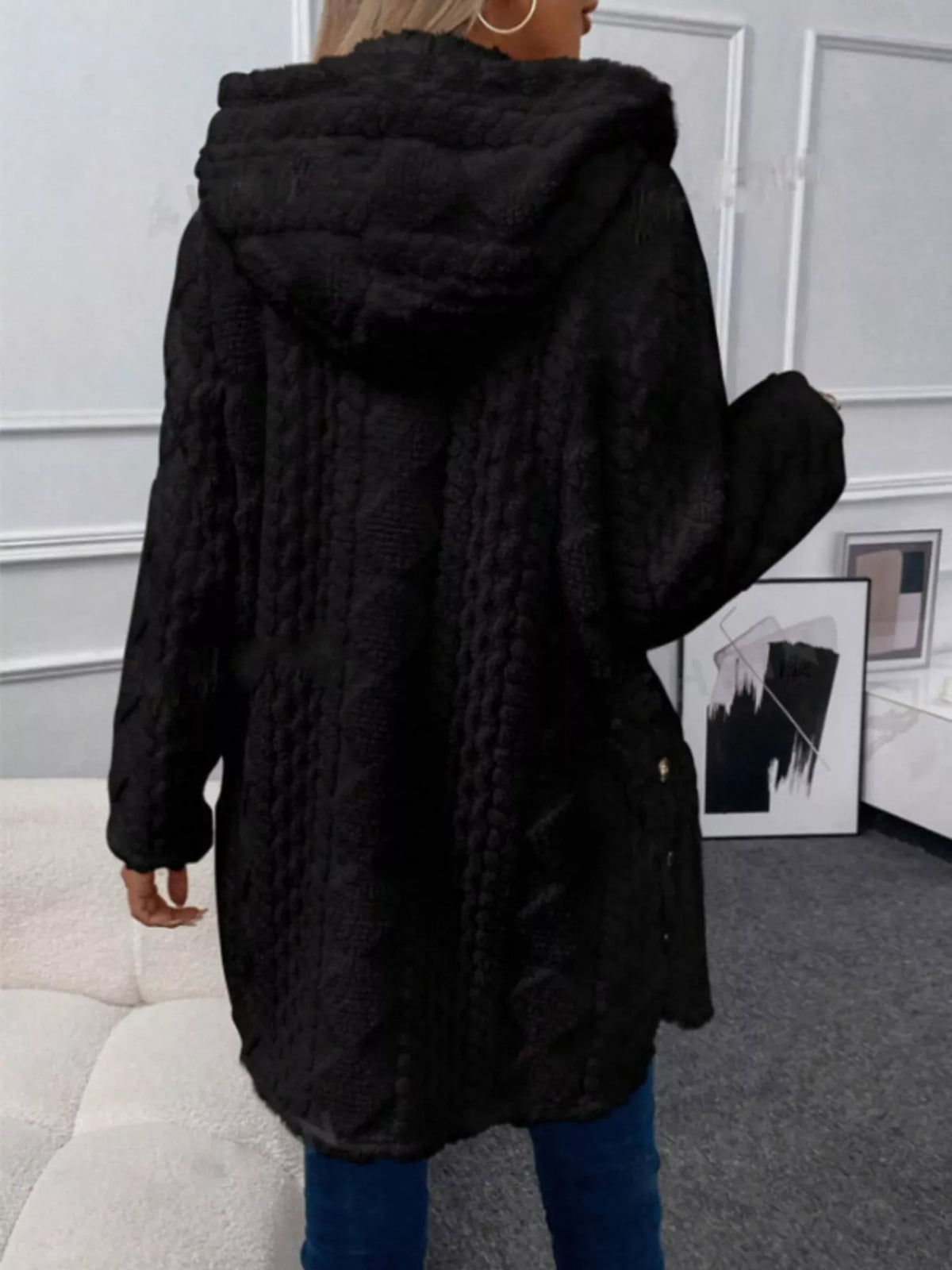 Women's Thick Fleece Jacket | Button-Down Hooded Outerwear