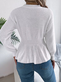 Women's Cable Knit Peplum Sweater | Cozy Acrylic Top
