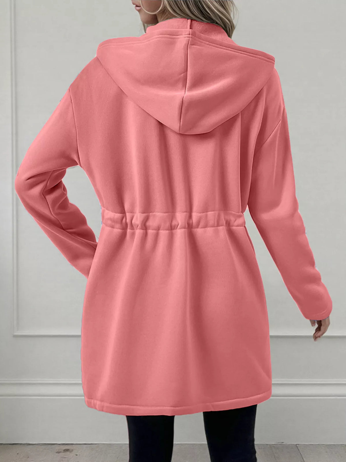 Women's lightweight zip up hoodie jacket in Pink with front pockets.