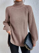 Plus Size Turtleneck Sweater - Ribbed Long Sleeve Top