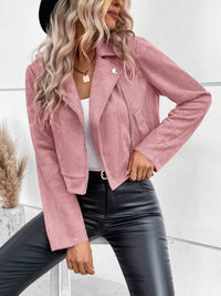 Women's Faux Leather Moto Jacket - Biker Style Zip Detail