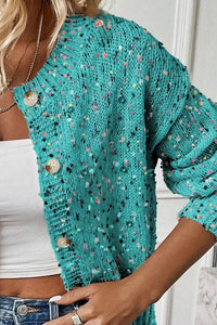 Confetti Button Up Long Sleeve Cardigan - Trandify Deal