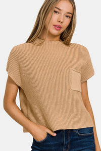 Zenana Mock Neck Short Sleeve Cropped Sweater Trandify deal