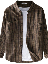 Men's Plus Size Plaid Flannel Shirt – Big & Tall Casual Button-Up for Fall & Winter