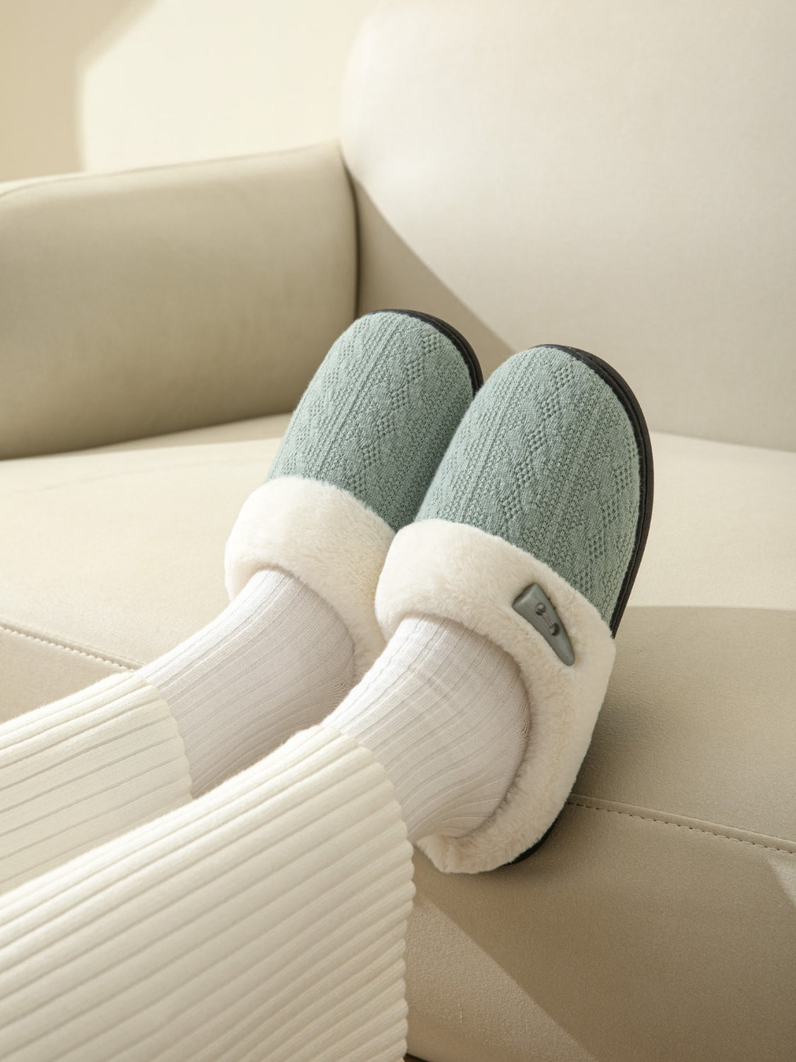 Horn Buckle Furry Texture Flat Slippers Trandify Deal