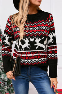 Angel Wings Reindeer Round Neck Long Sleeve Sweater Trandify Deal
