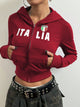 Stylish Letter Graphic Zip Up Long Sleeve Hoodie for Women | TrandifyDeal