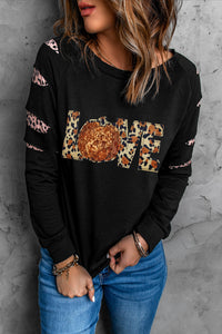 Sequin Leopard Long Sleeve Sweatshirt Trandify Deal