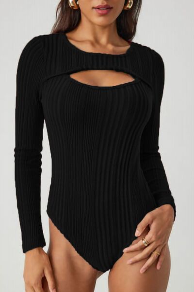 Sexy Ribbed Cutout Bodysuit for Women – Stretchy Y2K Fashion Top