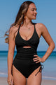 Cutout V-Neck Spaghetti Strap One-Piece Swimwear Trandify deal