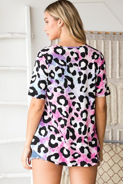 Plus Size Animal Print Babydoll Top – Crisscross Neck Boho Blouse for Women