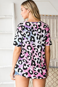 Plus Size Animal Print Babydoll Top – Crisscross Neck Boho Blouse for Women