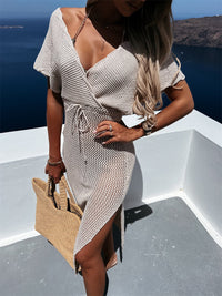 Slit Surplice Cap Sleeve Cover Up Trandify deal