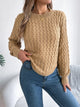 Asymmetric Hem Round Neck Long Sleeve Sweater Trandify Deal