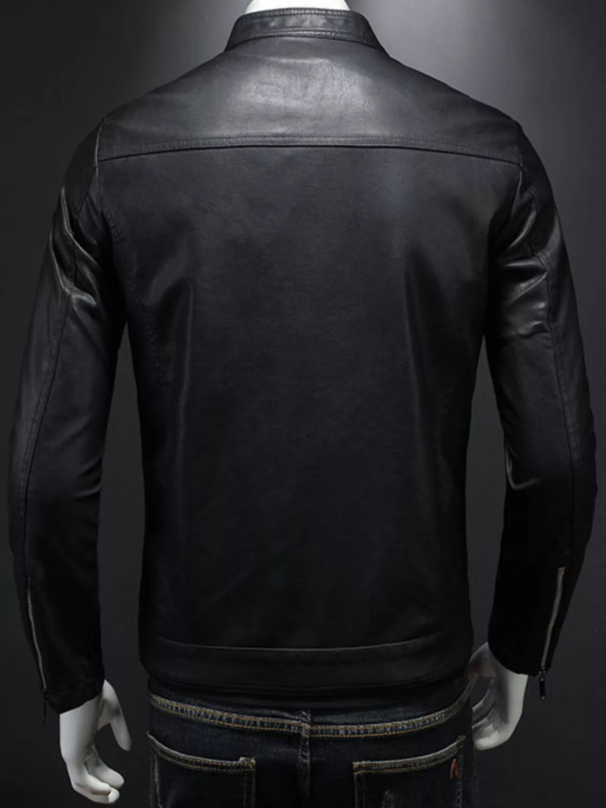 Plus Size Zip Up Jacket for Men - 100% PU