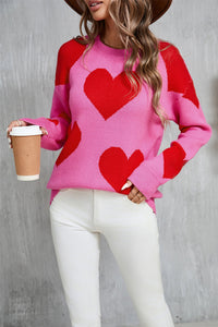 Angel Wings Contrast Heart Dropped Shoulder Long Sleeve Sweater Trandify Deal