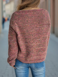 Heathered V-Neck Long Sleeve Sweater Trandify Deal