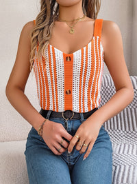 Openwork Striped V-Neck Tank Trandify deal