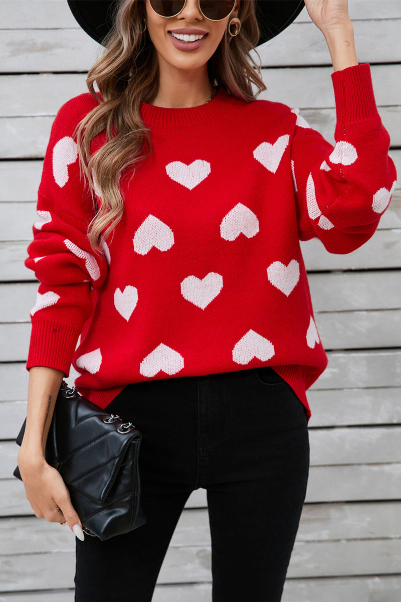 Angel Wings Heart Round Neck Long Sleeve Sweater Trandify Deal
