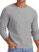 Men's Ribbed Hem Round Neck Sweater – Plus Size Casual Pullover for US Buyers