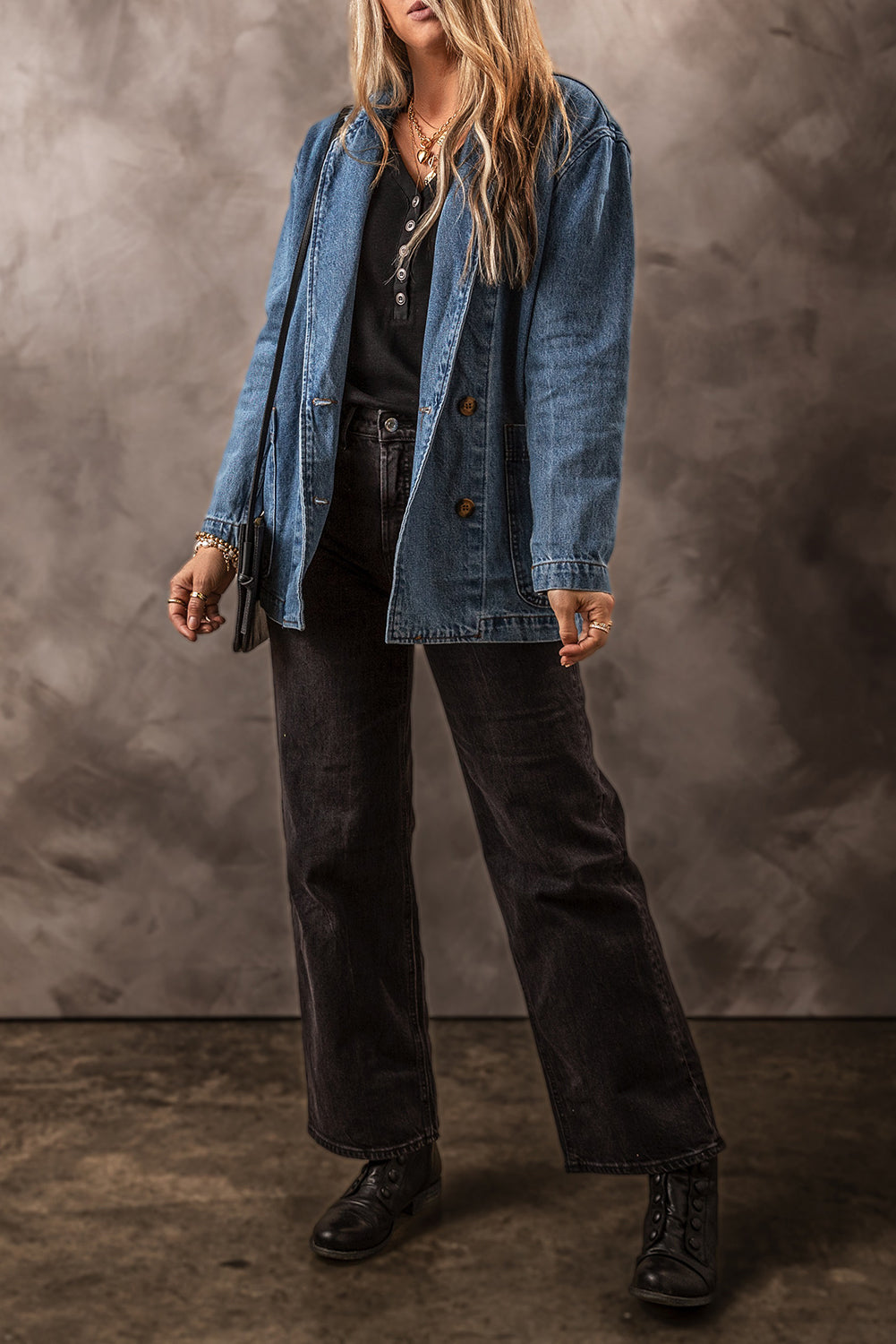 Pocketed Long Sleeve Denim Jacket Trandify Deal