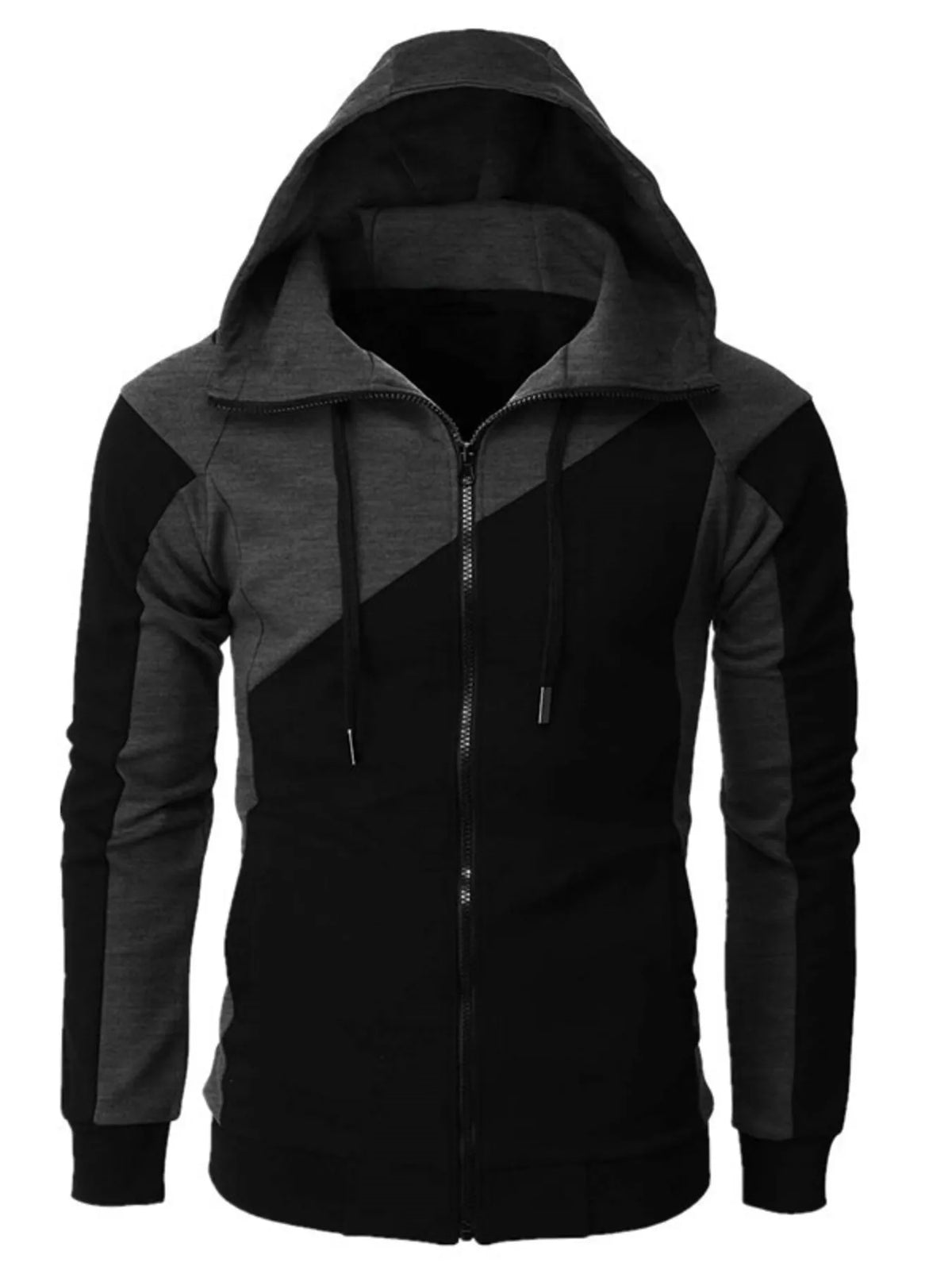 Men’s Color Block Zip Hoodie | Trendy Athletic Pullover for Casual Wear