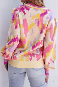 Contrast Round Neck Long Sleeve Sweater Trandify deal