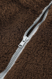 Color Block Half Zip Long Sleeve Fuzzy Sweatshirt Trandify Deal