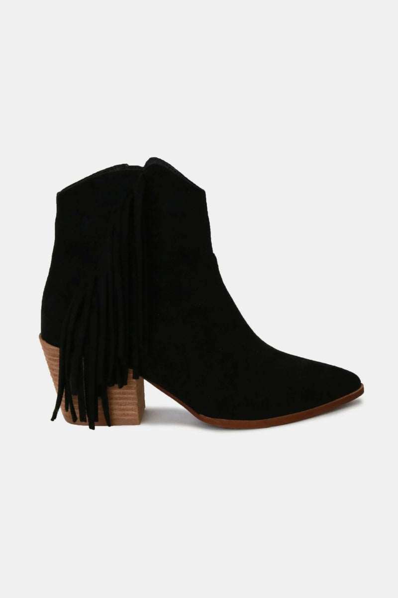 Beast Fashion Suede Fringe Point Toe Ankle Boots Trandify Deal