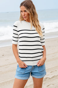 Round Neck Half Sleeve Knit Top Trandify Deal