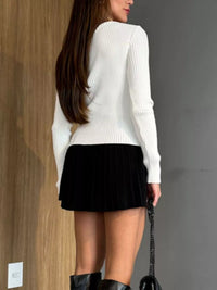 Women's Ribbed Single Shoulder Sweater | Trendy Pullover