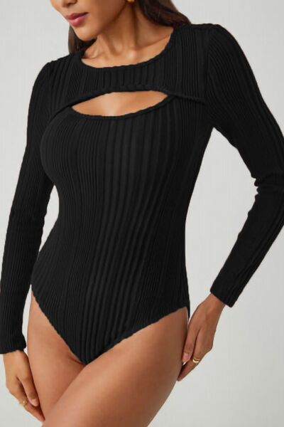 Sexy Ribbed Cutout Bodysuit for Women – Stretchy Y2K Fashion Top