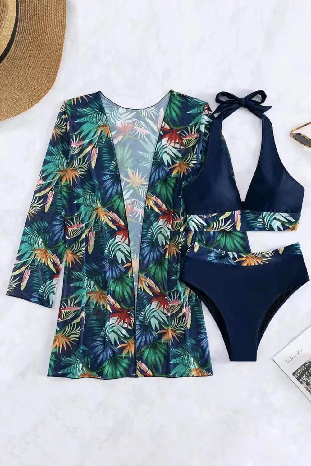 Printed Halter Neck Three-Piece Swim Set - Trandify Deal