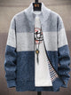 Men's Plus Size Color Block Zip-Up Cardigan – Trendy Sweater for Big & Tall